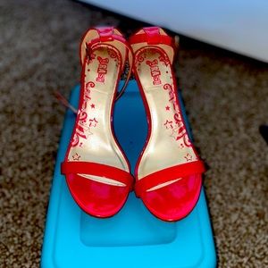 Ankle strap red heels